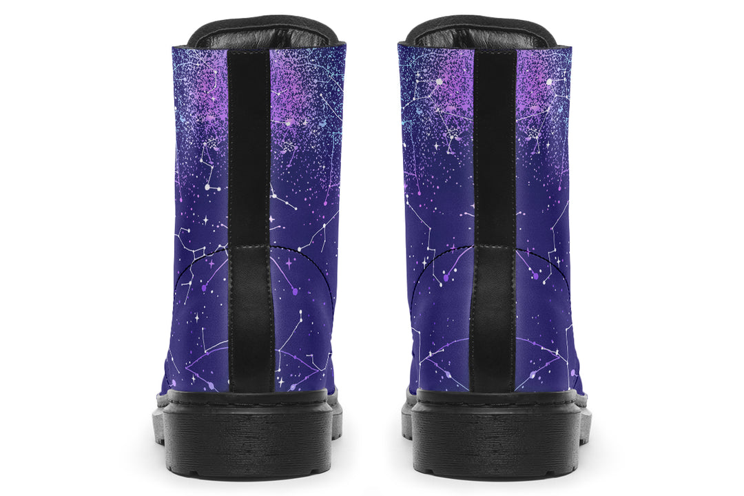 Purple Aurora Boots - Vegan Leather Doc-Style Boots with Durable Stitched on Soles