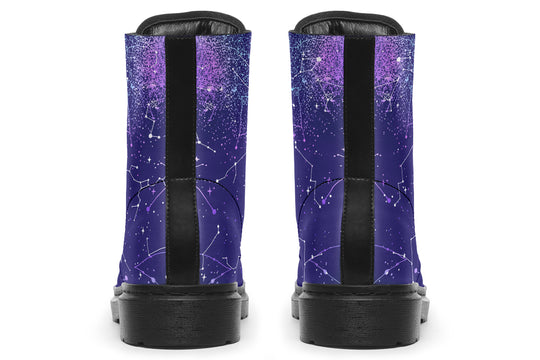 Purple Aurora Boots - Vegan Leather Doc-Style Boots with Durable Stitched on Soles