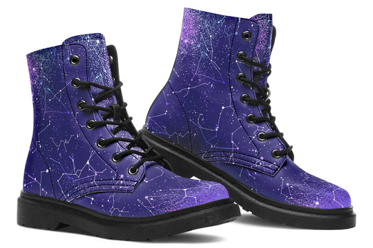 Purple Aurora Boots - Vegan Leather Doc-Style Boots with Durable Stitched on Soles