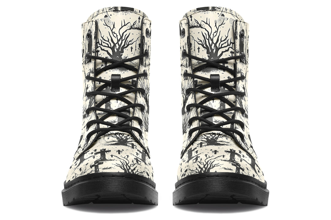 Restless Spooks Boots - Vegan Leather Doc-Style Boots with Durable Stitched on Soles