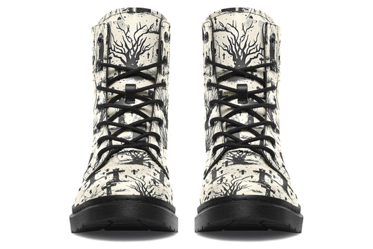 Restless Spooks Boots - Vegan Leather Doc-Style Boots with Durable Stitched on Soles