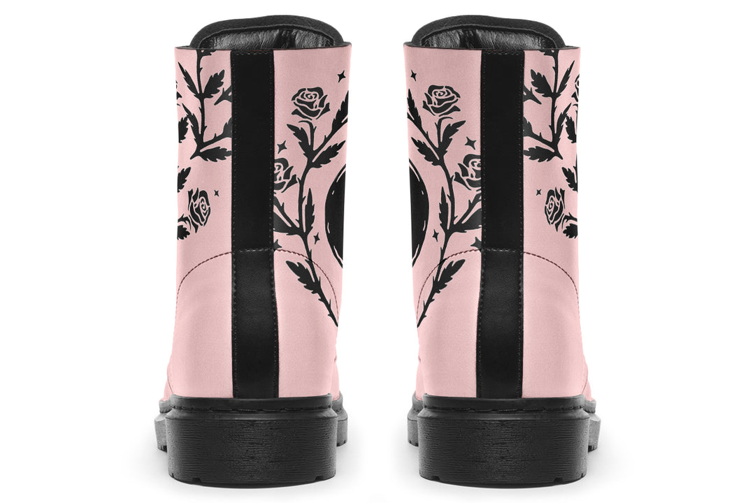 Rose Black Widow Boots - Vegan Leather Doc-Style Boots with Durable Stitched on Soles