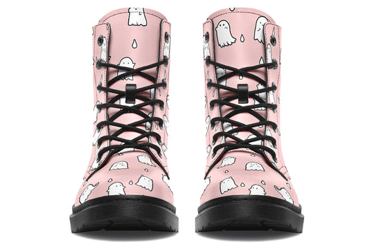 Rose Ghost Party Boots - Vegan Leather Doc-Style Boots with Durable Stitched on Soles