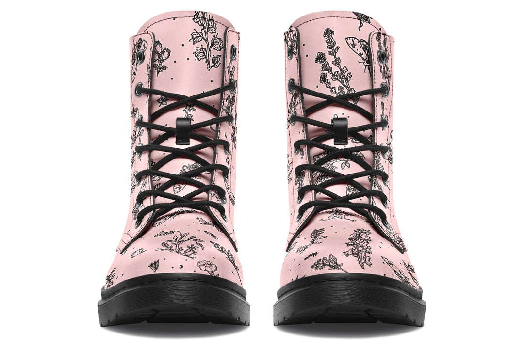 Rose Nightshade Boots - Vegan Leather Doc-Style Boots with Durable Stitched on Soles