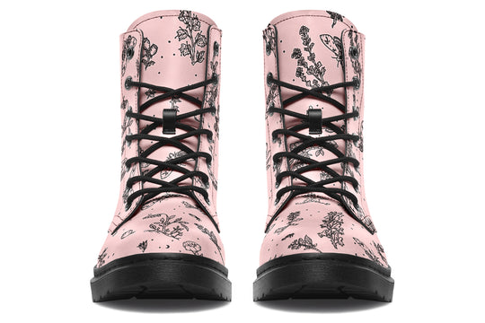 Rose Nightshade Boots - Vegan Leather Doc-Style Boots with Durable Stitched on Soles