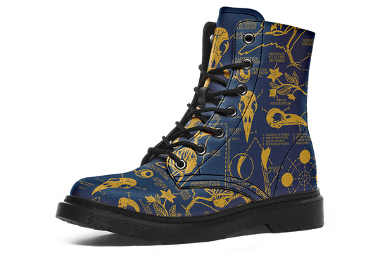 Royal Raven Study Boots - Vegan Leather Doc-Style Boots with Durable Stitched on Soles