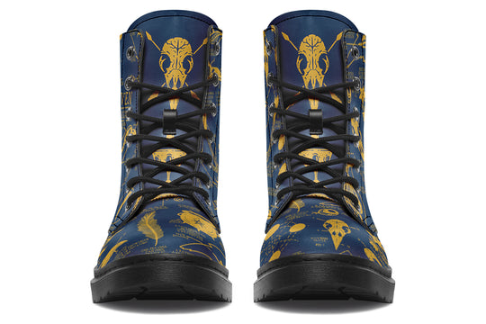 Royal Raven Study Boots - Vegan Leather Doc-Style Boots with Durable Stitched on Soles