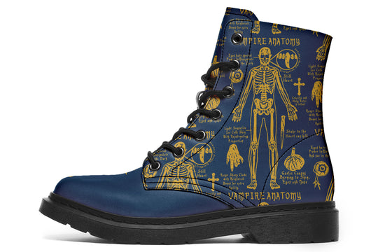 Royal Vampire Study Boots - Vegan Leather Doc-Style Boots with Durable Stitched on Soles