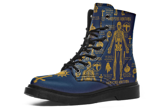 Royal Vampire Study Boots - Vegan Leather Doc-Style Boots with Durable Stitched on Soles