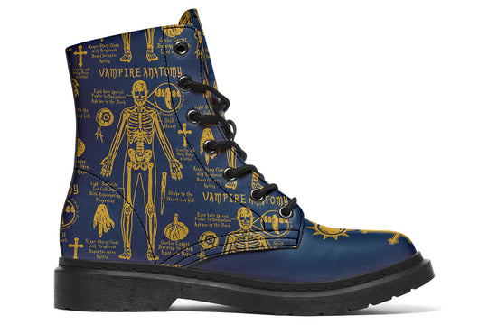 Royal Vampire Study Boots - Vegan Leather Doc-Style Boots with Durable Stitched on Soles