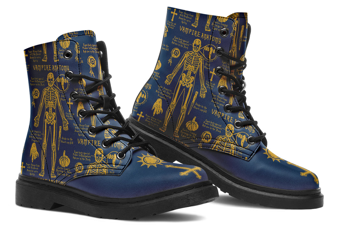 Royal Vampire Study Boots - Vegan Leather Doc-Style Boots with Durable Stitched on Soles