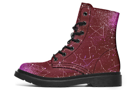 Ruby Aurora Boots - Vegan Leather Doc-Style Boots with Durable Stitched on Soles