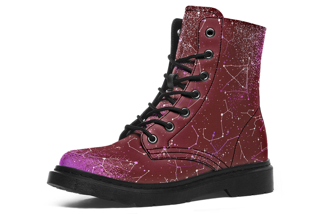 Ruby Aurora Boots - Vegan Leather Doc-Style Boots with Durable Stitched on Soles