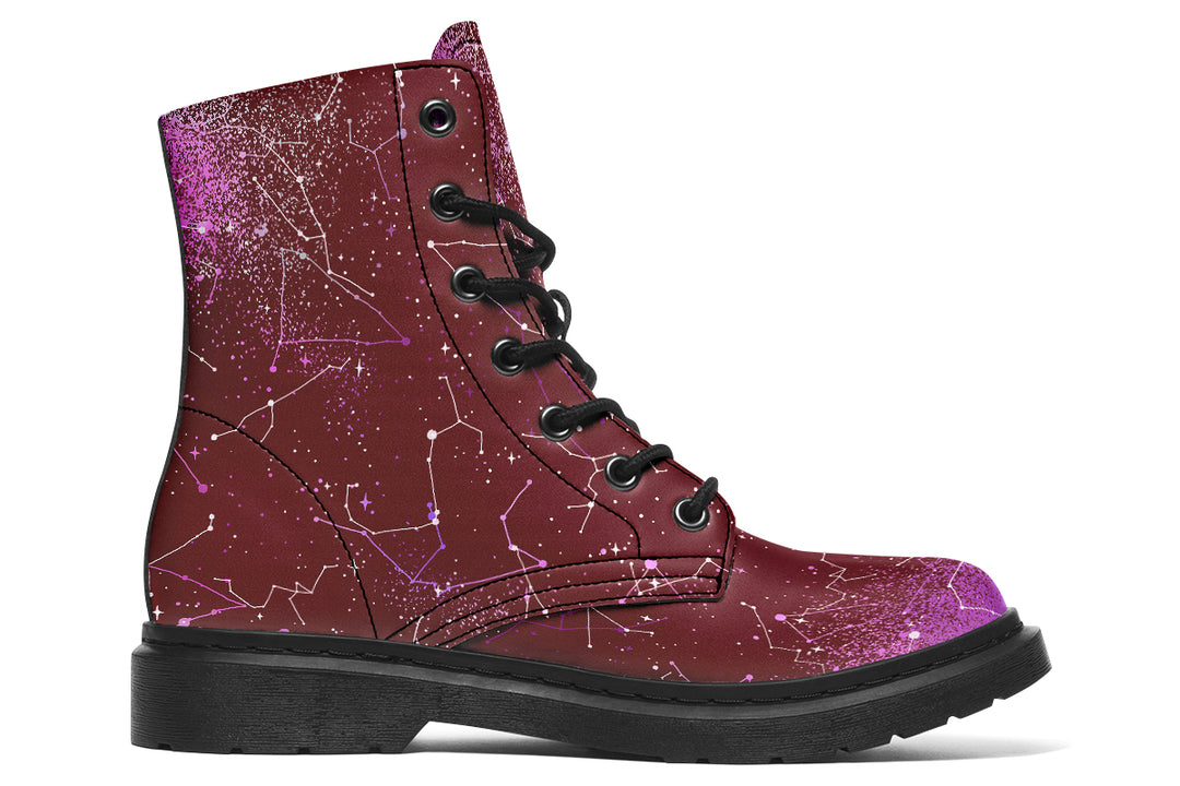 Ruby Aurora Boots - Vegan Leather Doc-Style Boots with Durable Stitched on Soles