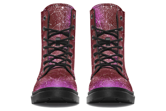 Ruby Aurora Boots - Vegan Leather Doc-Style Boots with Durable Stitched on Soles