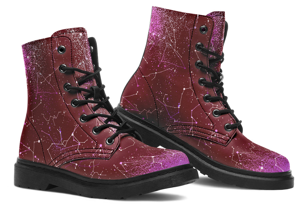 Ruby Aurora Boots - Vegan Leather Doc-Style Boots with Durable Stitched on Soles