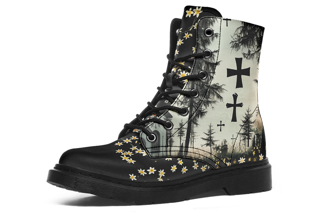 Sanctuary of Souls Boots - Vegan Leather Doc-Style Boots with Durable Stitched on Soles