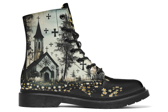 Sanctuary of Souls Boots - Vegan Leather Doc-Style Boots with Durable Stitched on Soles