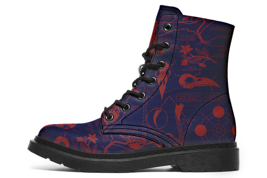 Scarlet Raven Study Boots - Vegan Leather Doc-Style Boots with Durable Stitched on Soles