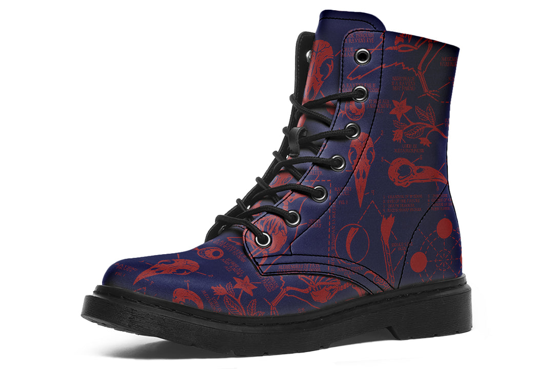 Scarlet Raven Study Boots - Vegan Leather Doc-Style Boots with Durable Stitched on Soles