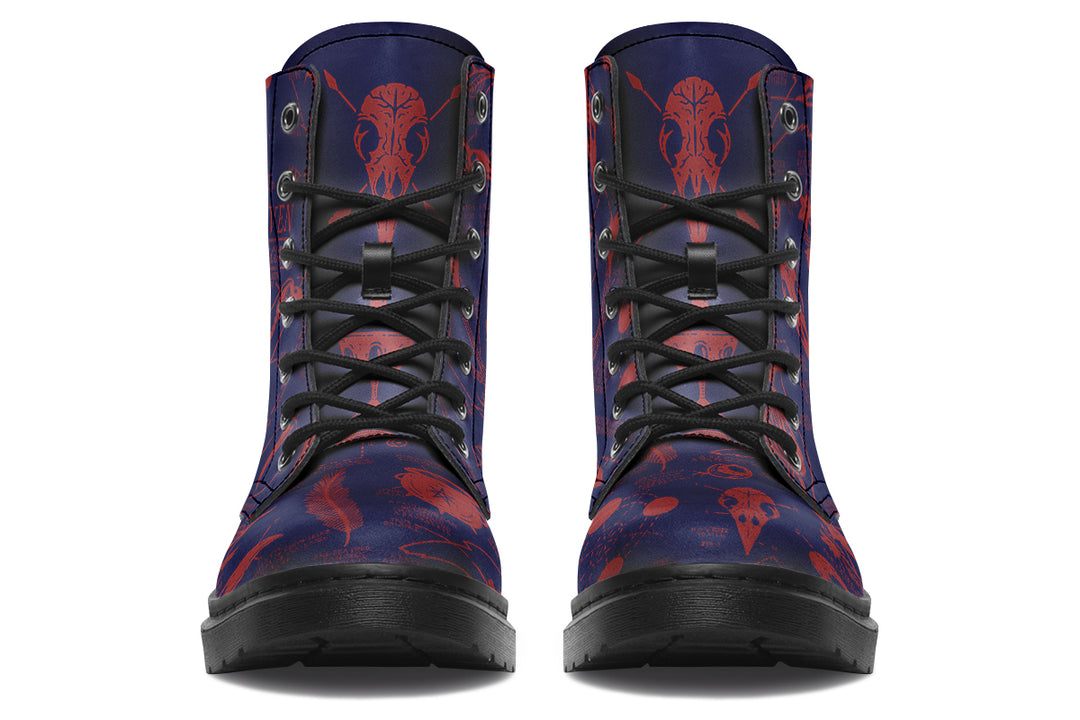 Scarlet Raven Study Boots - Vegan Leather Doc-Style Boots with Durable Stitched on Soles