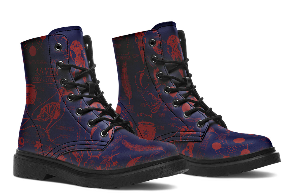 Scarlet Raven Study Boots - Vegan Leather Doc-Style Boots with Durable Stitched on Soles