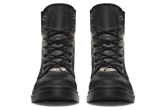 Shadows And Whiskers Boots - Vegan Leather Doc-Style Boots with Durable Stitched on Soles