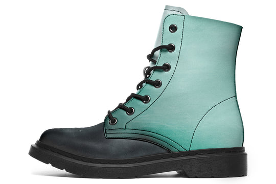 Smoke Emerald Boots - Vegan Leather Doc-Style Boots with Durable Stitched on Soles