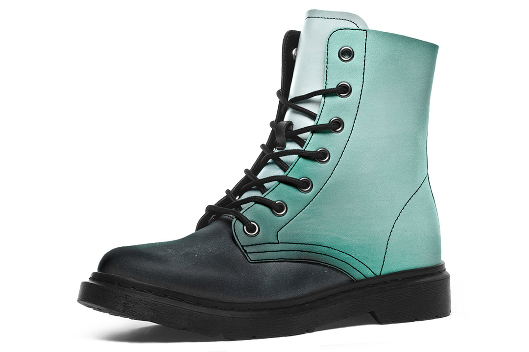 Smoke Emerald Boots - Vegan Leather Doc-Style Boots with Durable Stitched on Soles