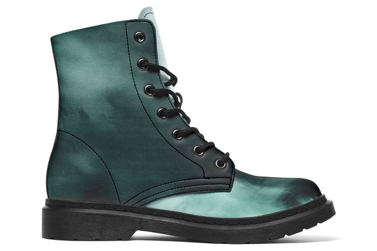 Smoke Emerald Boots - Vegan Leather Doc-Style Boots with Durable Stitched on Soles