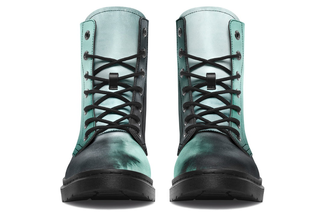 Smoke Emerald Boots - Vegan Leather Doc-Style Boots with Durable Stitched on Soles