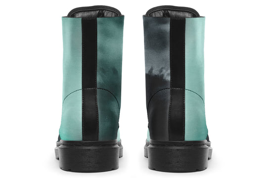 Smoke Emerald Boots - Vegan Leather Doc-Style Boots with Durable Stitched on Soles