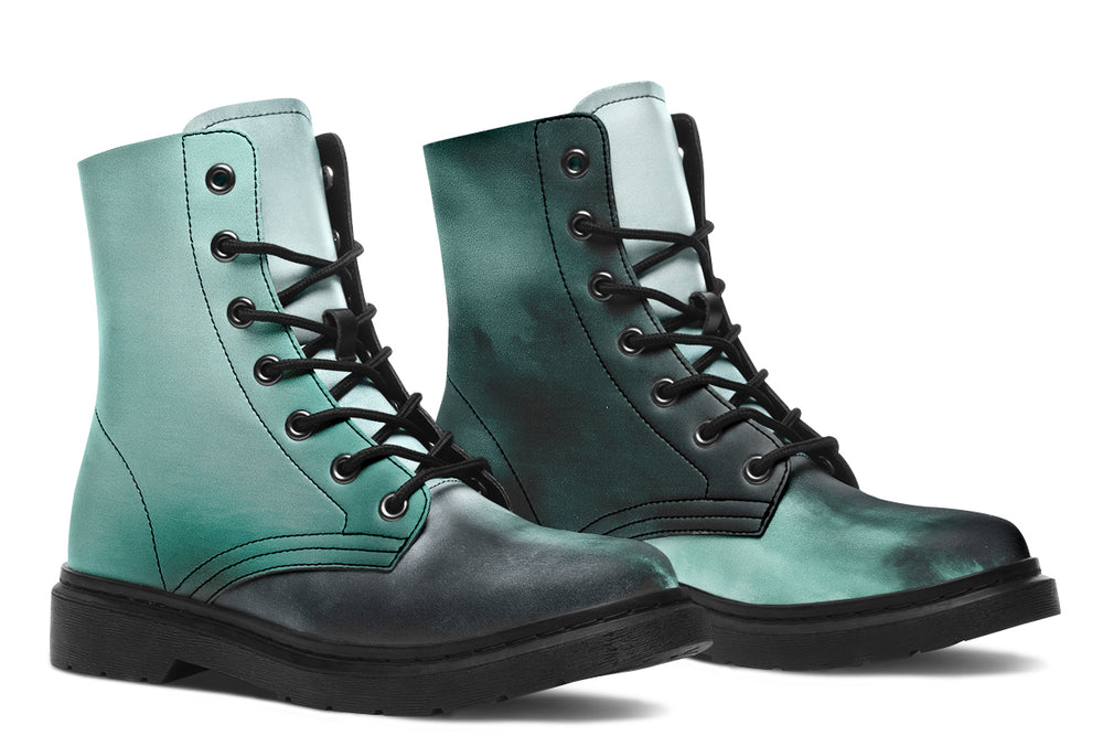 Smoke Emerald Boots - Vegan Leather Doc-Style Boots with Durable Stitched on Soles