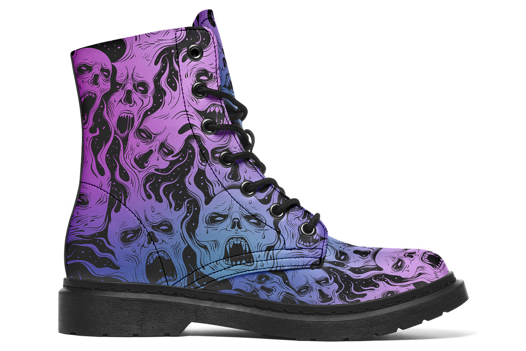 Spectral Torment Boots - Vegan Leather Doc-Style Boots with Durable Stitched on Soles