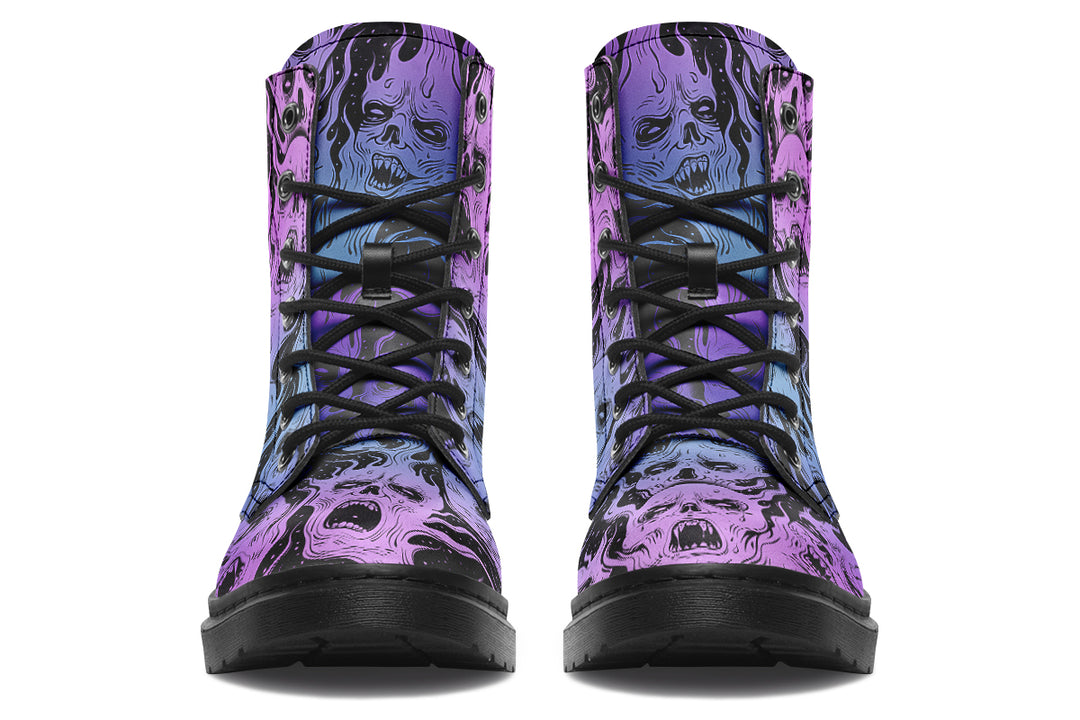 Spectral Torment Boots - Vegan Leather Doc-Style Boots with Durable Stitched on Soles