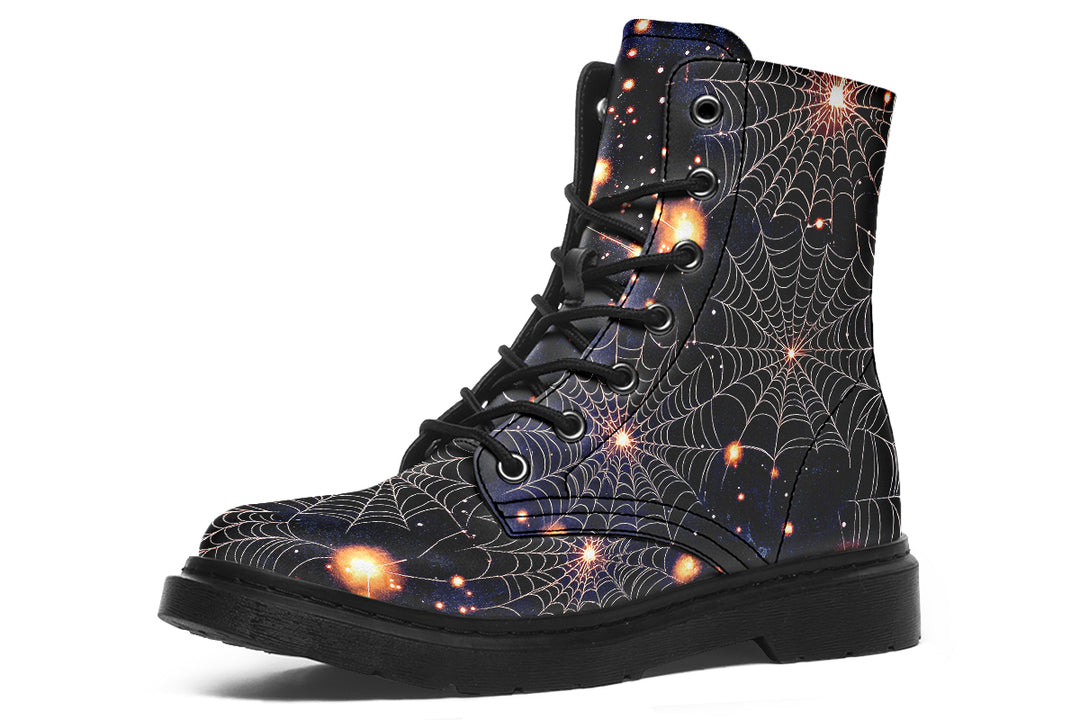 Spiderweb Boots - Vegan Leather Doc-Style Boots with Durable Stitched on Soles