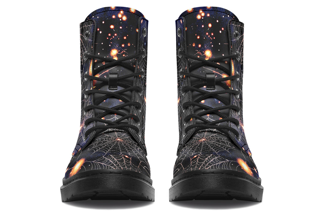 Spiderweb Boots - Vegan Leather Doc-Style Boots with Durable Stitched on Soles