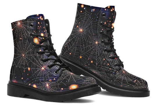 Spiderweb Boots - Vegan Leather Doc-Style Boots with Durable Stitched on Soles