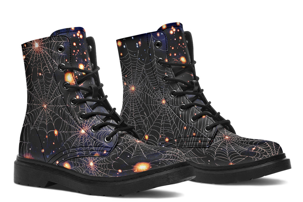 Spiderweb Boots - Vegan Leather Doc-Style Boots with Durable Stitched on Soles