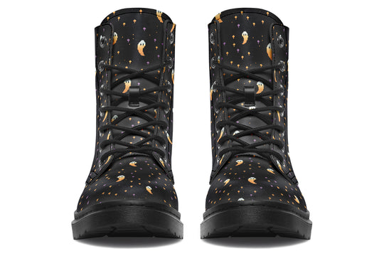 Spooky Soirée Boots - Vegan Leather Doc-Style Boots with Durable Stitched on Soles