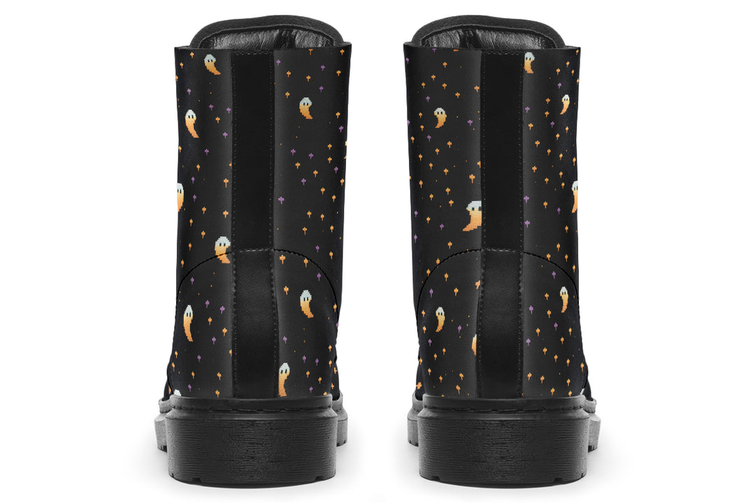 Spooky Soirée Boots - Vegan Leather Doc-Style Boots with Durable Stitched on Soles