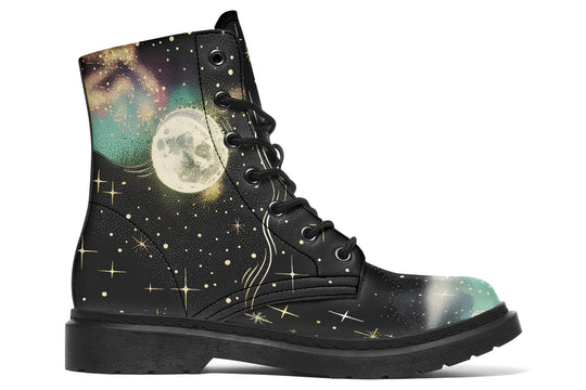 Starlit Wanderer Boots - Vegan Leather Doc-Style Boots with Durable Stitched on Soles