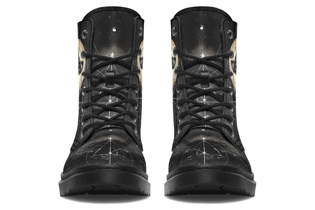 Starlit Wolf Boots - Vegan Leather Doc-Style Boots with Durable Stitched on Soles