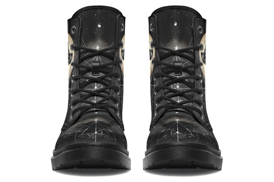 Starlit Wolf Boots - Vegan Leather Doc-Style Boots with Durable Stitched on Soles