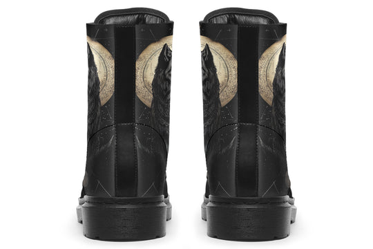 Starlit Wolf Boots - Vegan Leather Doc-Style Boots with Durable Stitched on Soles