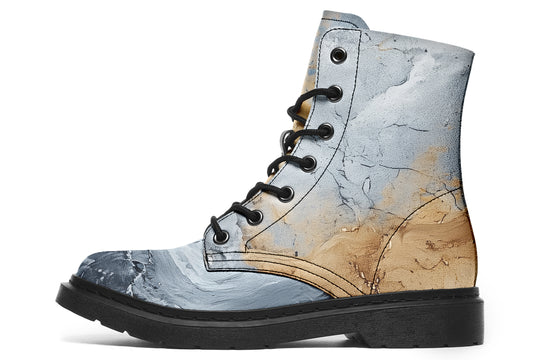 Storm Marble Boots - Vegan Leather Doc-Style Boots with Durable Stitched on Soles