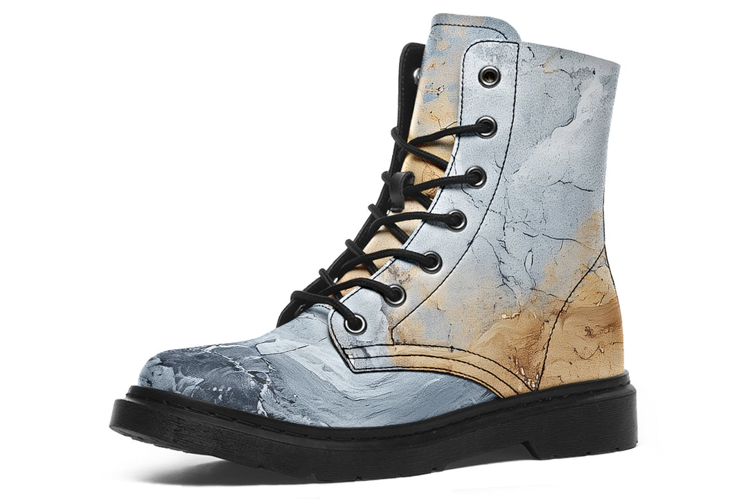 Storm Marble Boots - Vegan Leather Doc-Style Boots with Durable Stitched on Soles