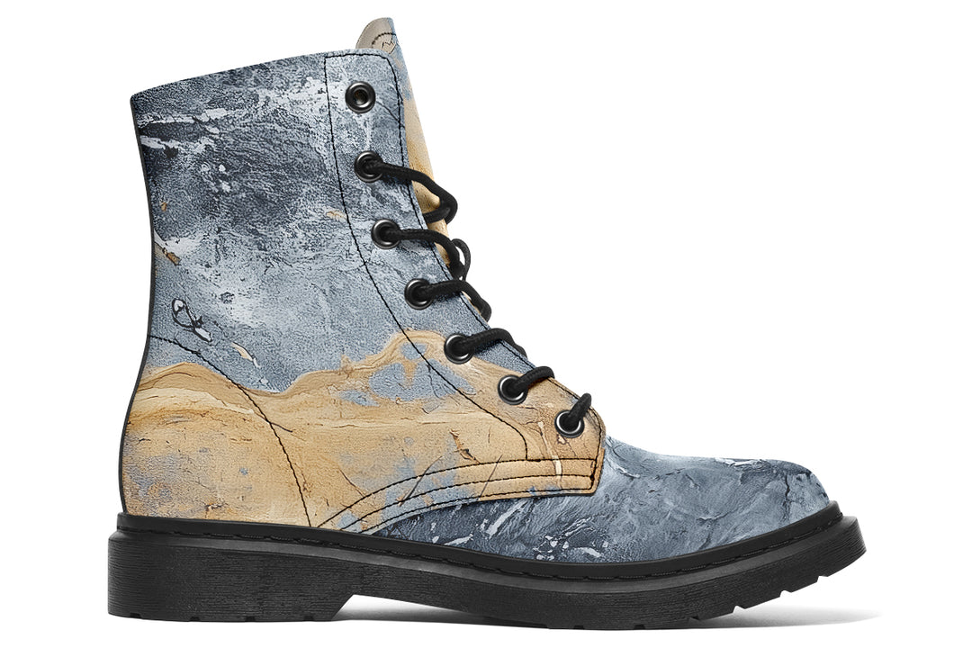 Storm Marble Boots - Vegan Leather Doc-Style Boots with Durable Stitched on Soles