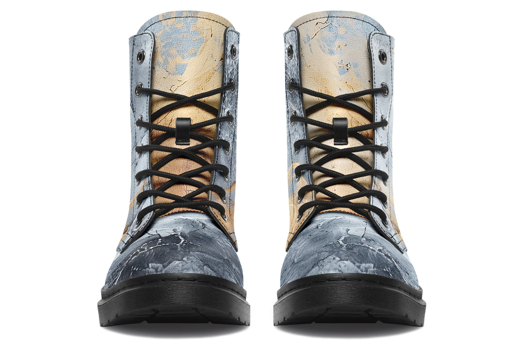 Storm Marble Boots - Vegan Leather Doc-Style Boots with Durable Stitched on Soles