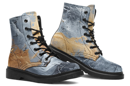 Storm Marble Boots - Vegan Leather Doc-Style Boots with Durable Stitched on Soles